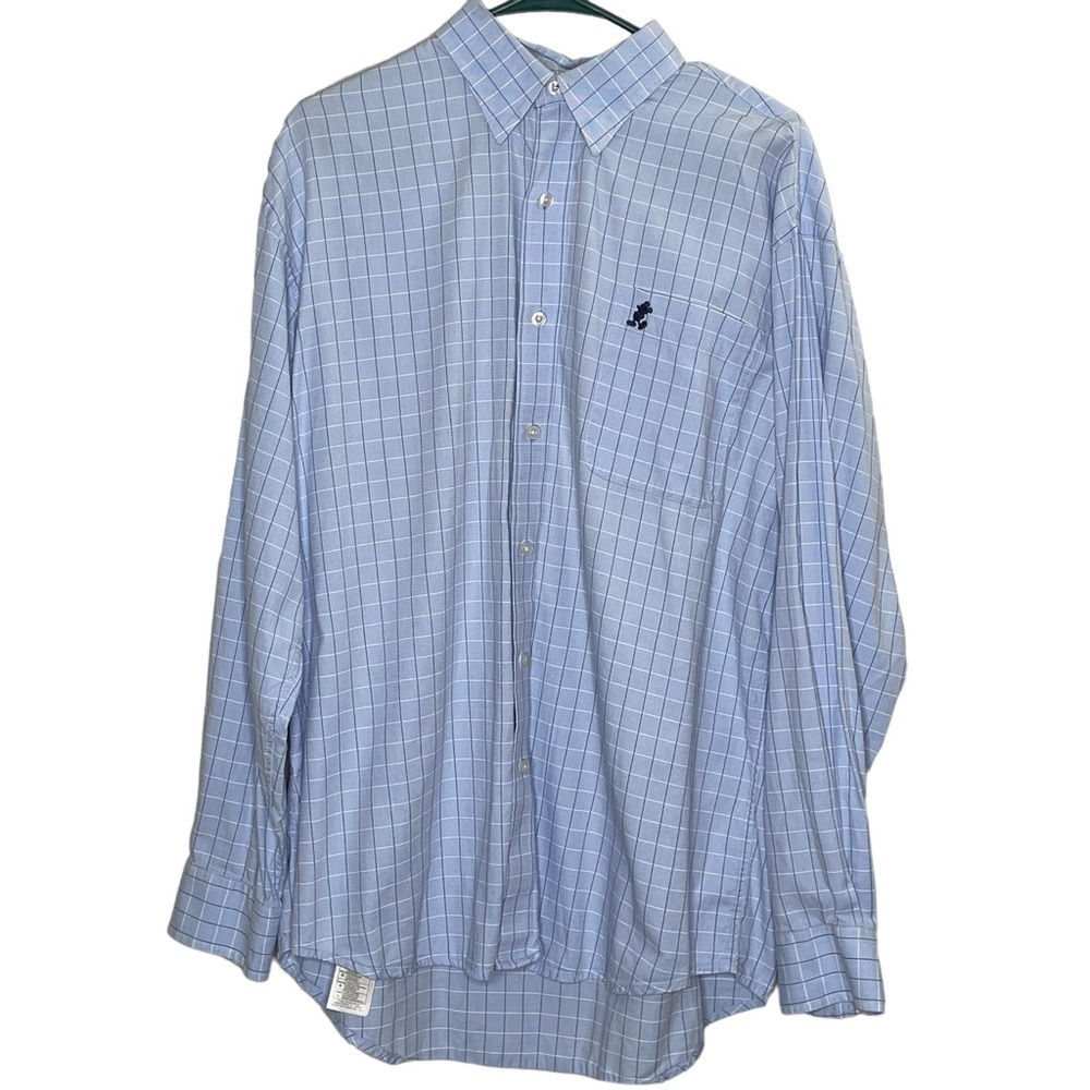 Walt Disney World blue mens button down with Mickey Mouse on pocket large